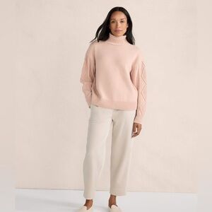 Haven Well Within Cotton Cable-Sleeve Rollneck Sweater size Small